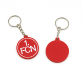 1. FC Nürnberg Schlüsselanhänger aus PLA 3D-Druck in Rot-Schwarz auf weißem Hintergrund
