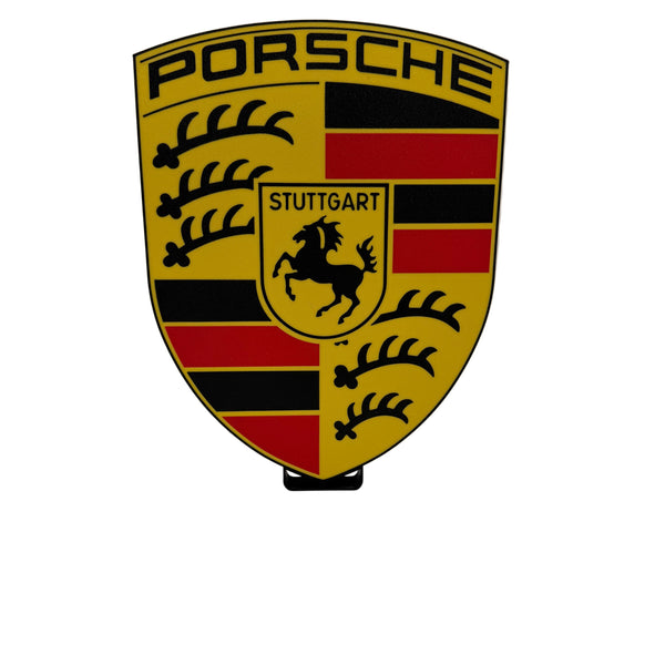 LED-Lampe im Porsche-Stil mit klarer Auto-Silhouette