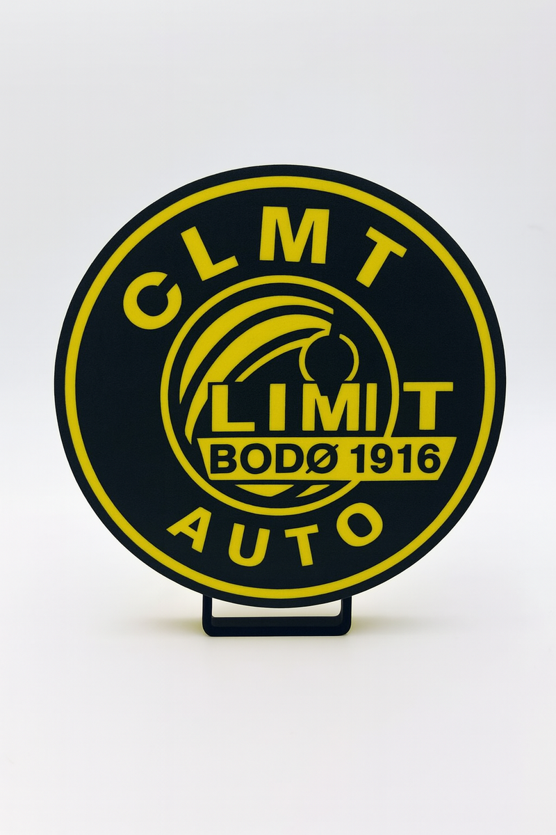 „Bodø/Glimt LED Lampe mit hellem gelbem Vereinslogo auf Acrylplatte“