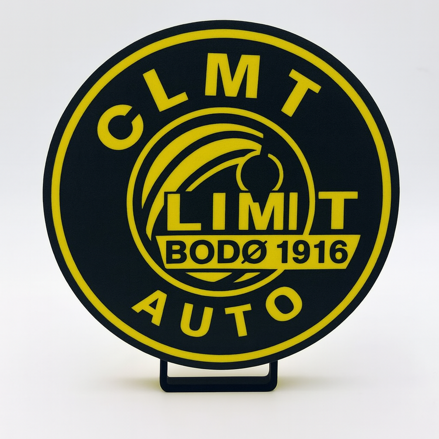 „Bodø/Glimt LED Lampe mit hellem gelbem Vereinslogo auf Acrylplatte“