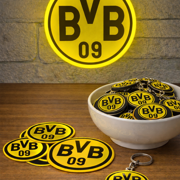 Borussia Dortmund LED Lampe Mini 18 cm – Fan-Bundle  inkl. Schlüsselanhänger, 5 Sticker & USB-Stecker (Copy)
