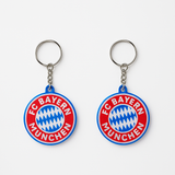 FC Bayern München Schlüsselanhänger aus PLA 3D-Druck in Rot, Weiß und Blau auf hellem Hintergrund