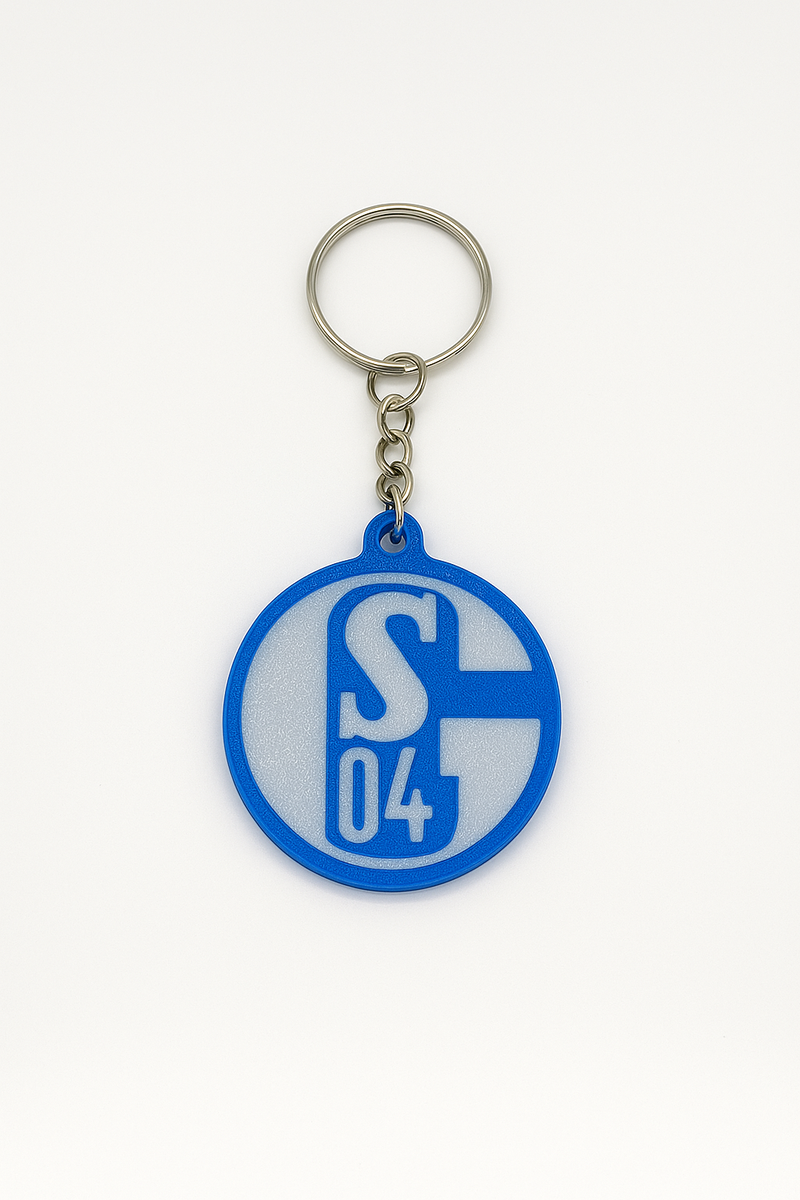 3D-gedruckter FC Schalke 04 Schlüsselanhänger als Geschenkidee für Fans