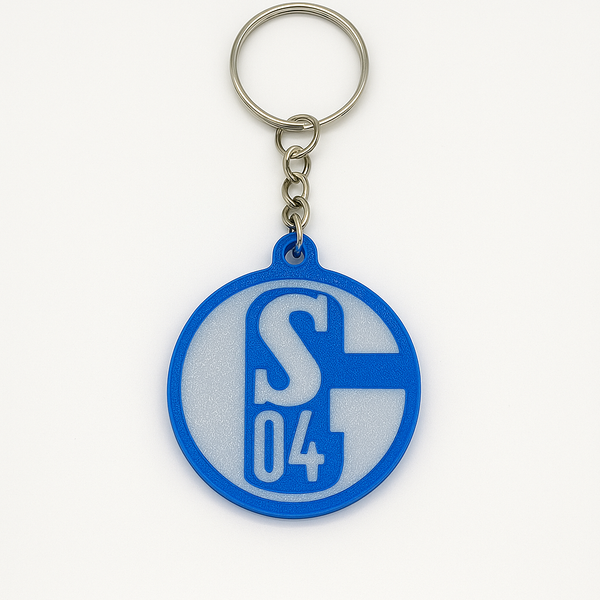 3D-gedruckter FC Schalke 04 Schlüsselanhänger als Geschenkidee für Fans