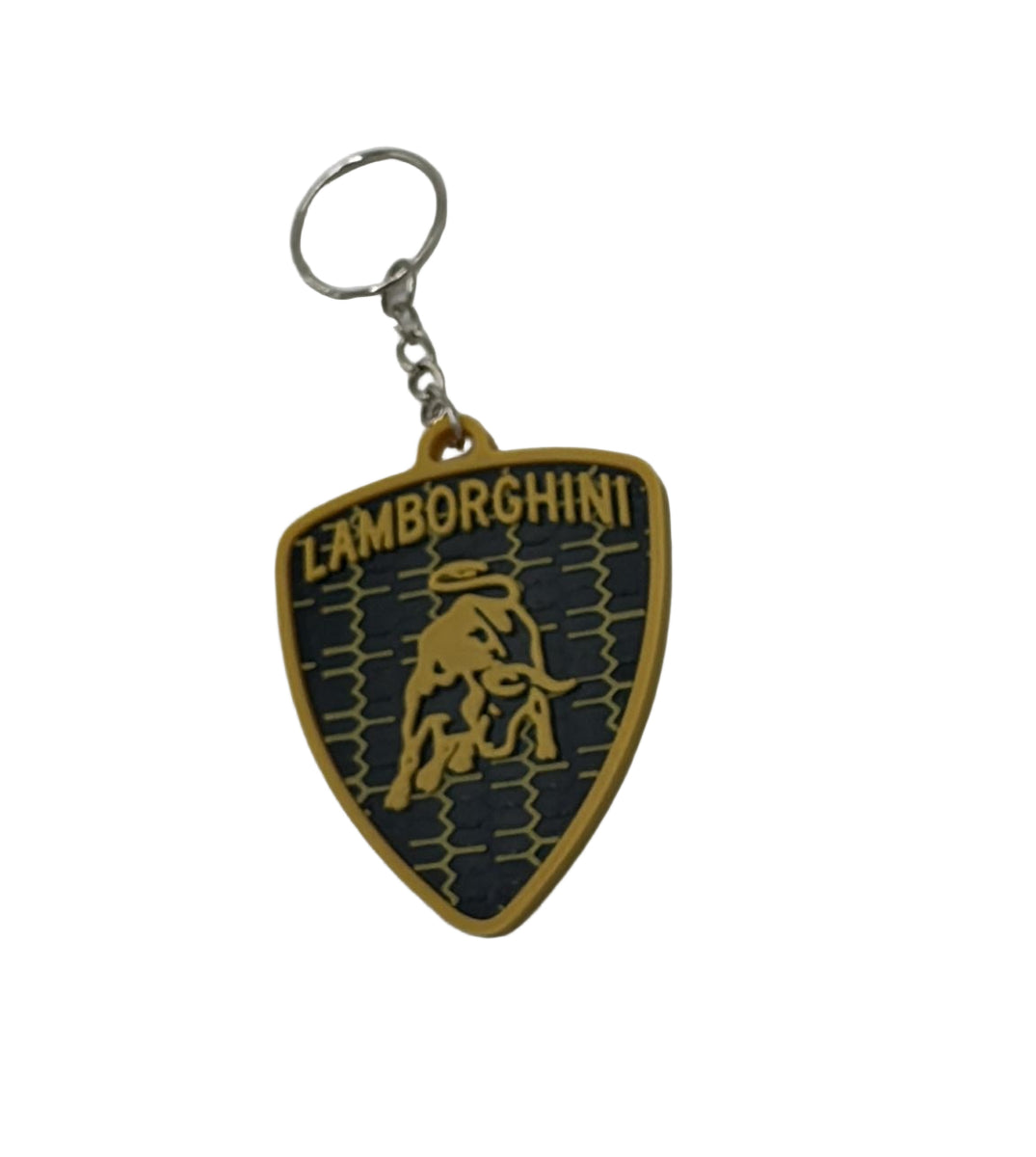 Nahaufnahme vom Bullenkopf Lamborghini aus goldfarbenem PLA 3D-Druck