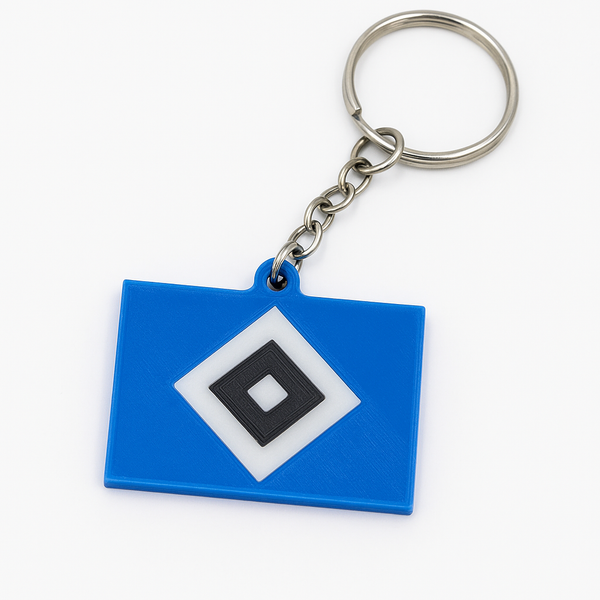 mburger SV Schlüsselanhänger aus PLA 3D-Druck in Blau, Weiß und schwarz