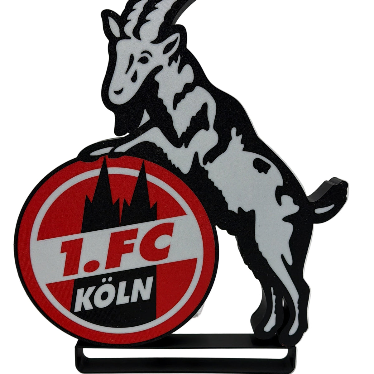 Stylische LED-Lampe im Look des FC Köln mit dem ikonischen Gießbock-Motiv. Perfekt als dekoratives Licht für Fans und als besonderes Geschenk.