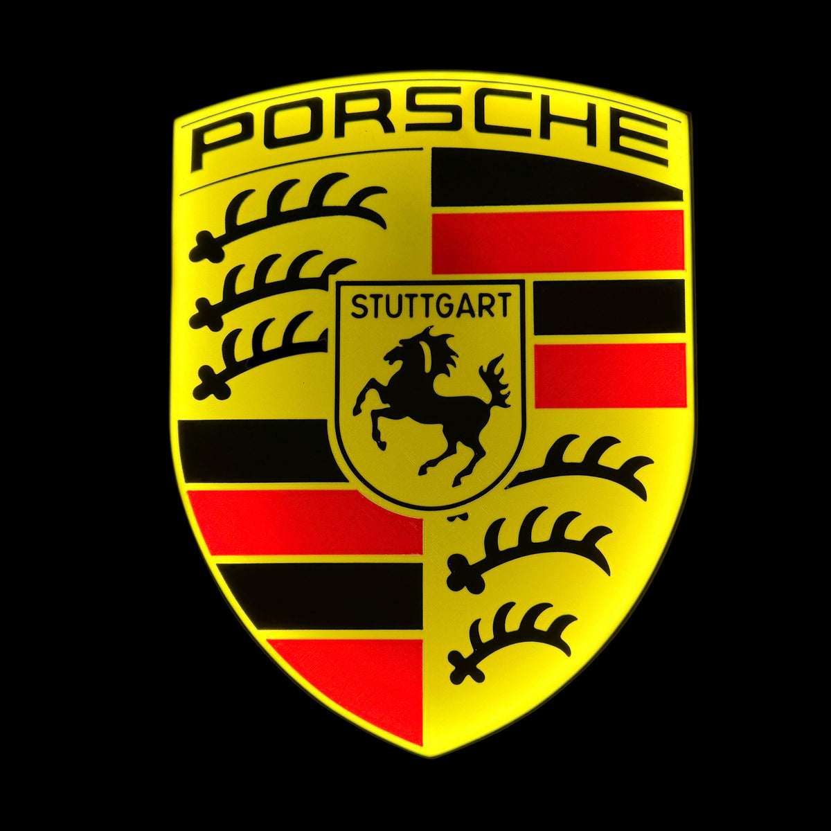LED-Leuchte mit stilisierter Porsche-Autosilhouette
