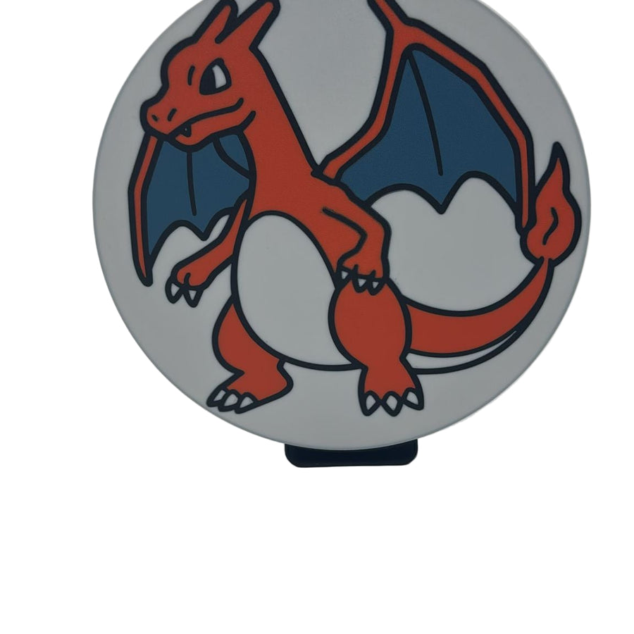 Glurak LED-Leuchtschild an der Wand in leuchtendem Orange