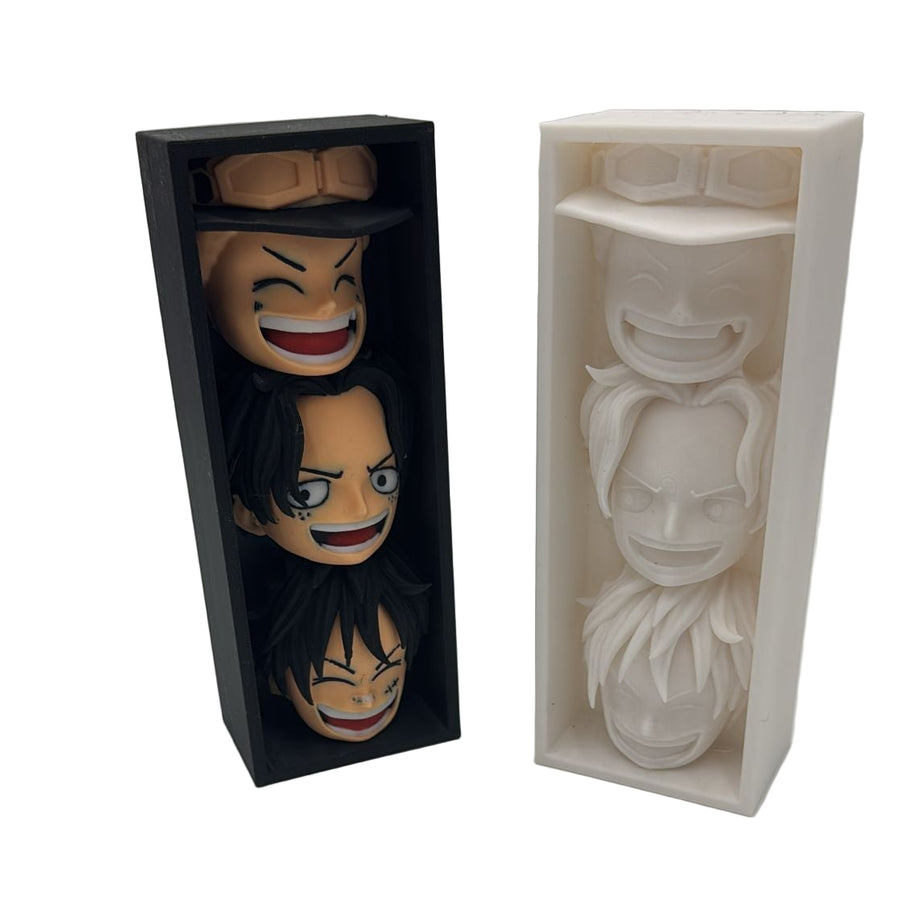 Komplettansicht One Piece Comic Halter mit Manga-Reihe, perfekt ausbalanciert und stabil