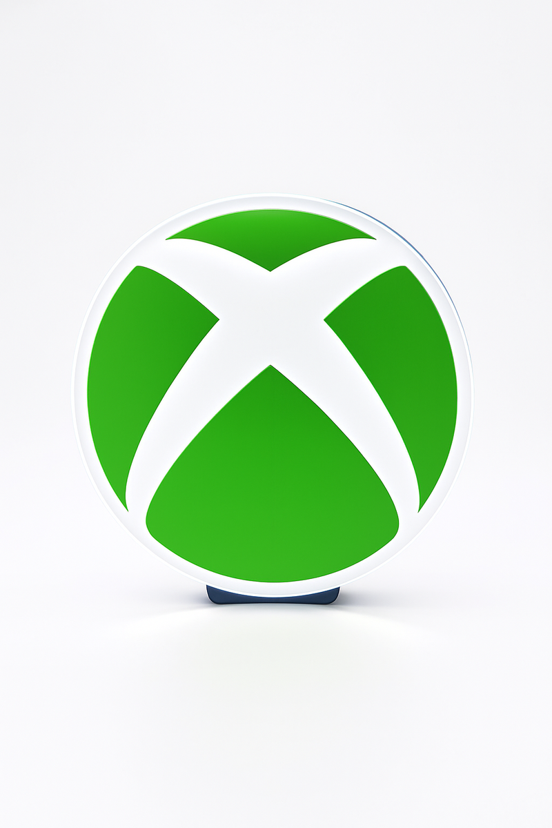 Xbox LED-Leuchtschild an der Wand, modernes Gaming-Design in Grün und Weiß