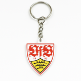 VfB Stuttgart Schlüsselanhänger aus PLA 3D-Druck in Rot und Weiß auf hellem Hintergrund