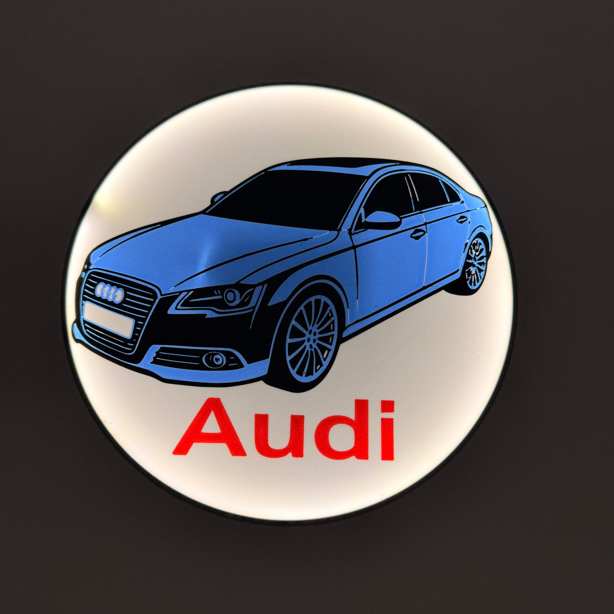 Detailaufnahme der 3D-Druck-Struktur der Audi Lampe