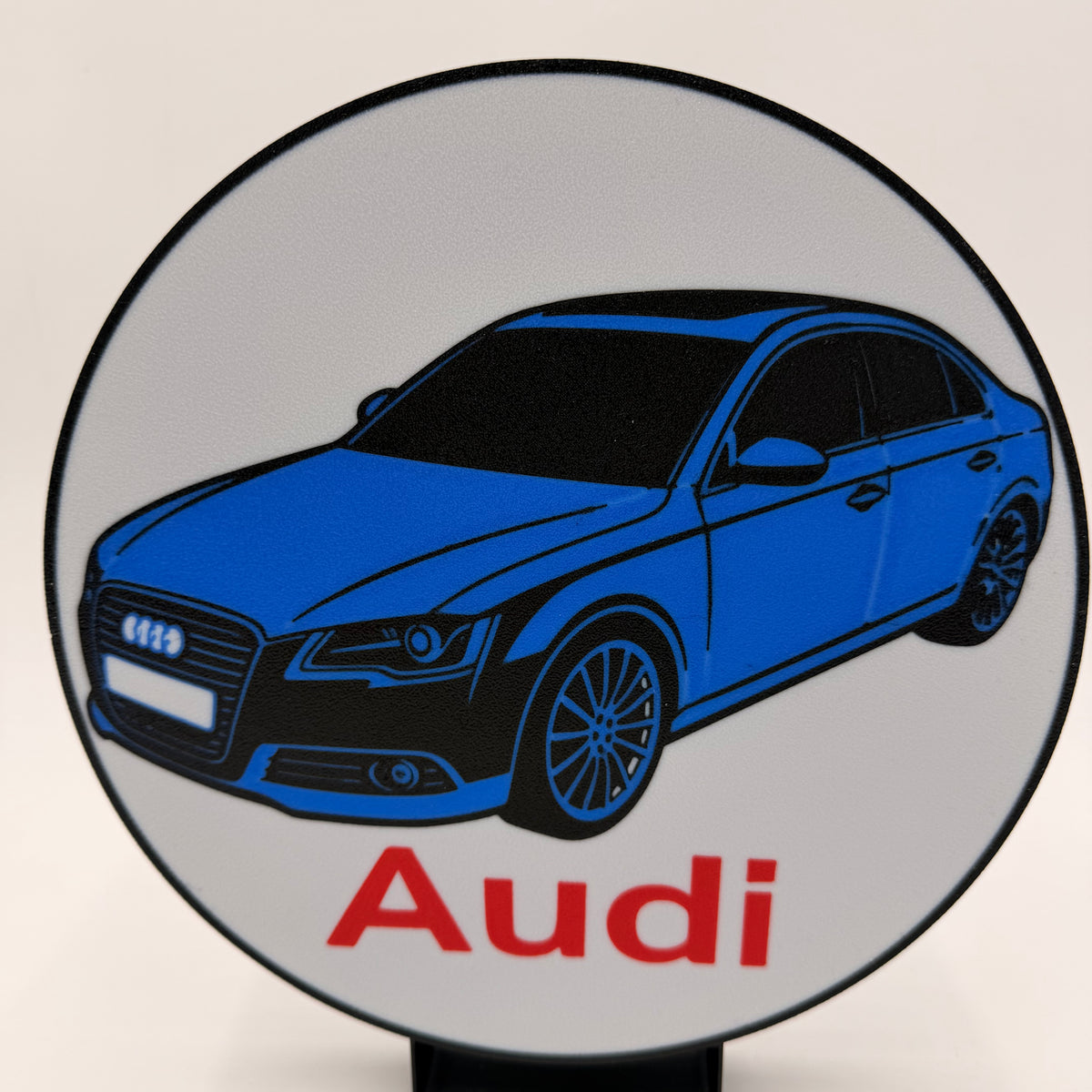 Audi LED-Lampe rund, 33 cm, beleuchtetes Auto-Motiv