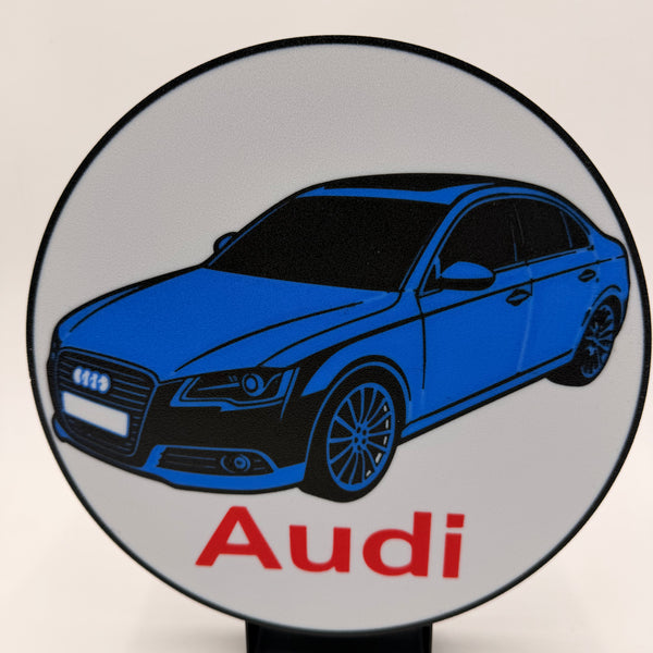 Audi LED-Lampe rund, 33 cm, beleuchtetes Auto-Motiv