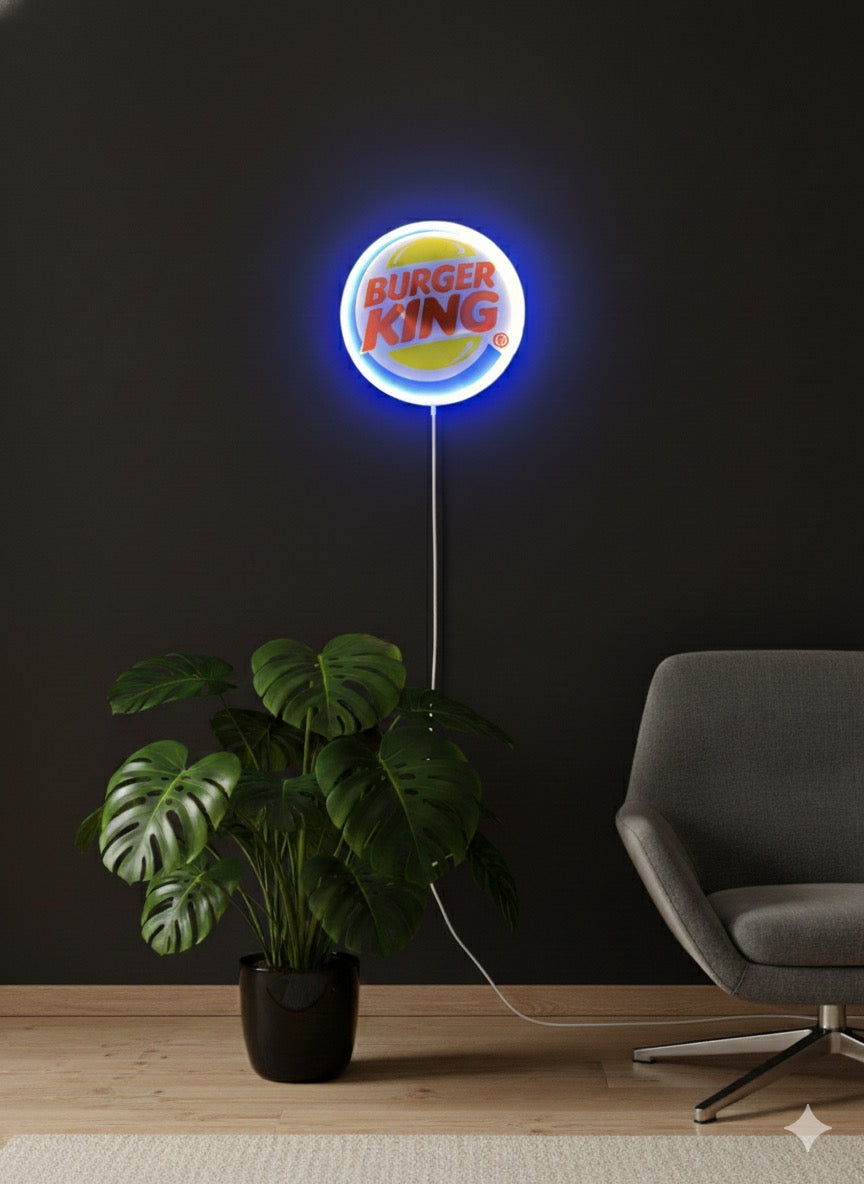 Runde Burger King LED-Lampe in 23 cm, Frontansicht, 3D-gedruckt