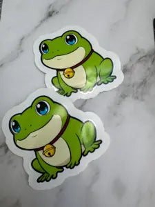 Kawaii Frosch mit Glöckchen | 10 cm, wasserfest, 3 cm Peel-Rand