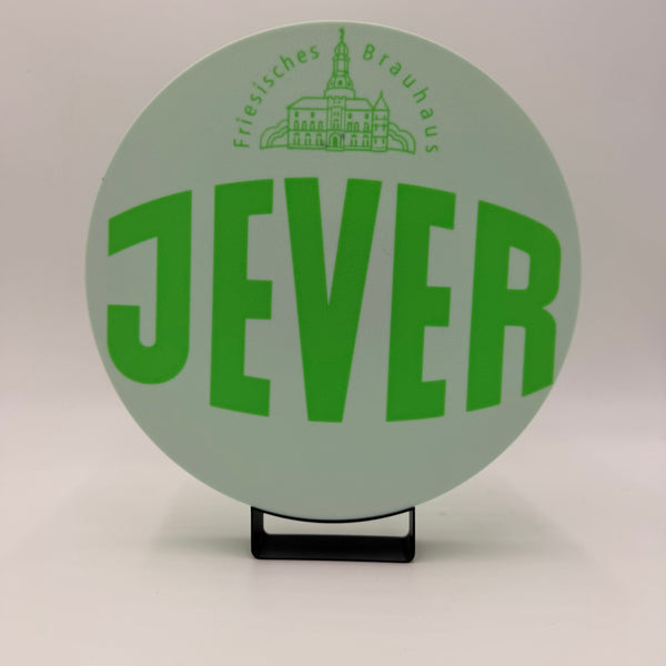 Runde Jever LED-Lampe in 23 cm, 3D-gedrucktes Logo, Frontansicht