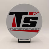 Leuchtende TS Motorsport Lampe im Dunkeln, rundes LED-Schild