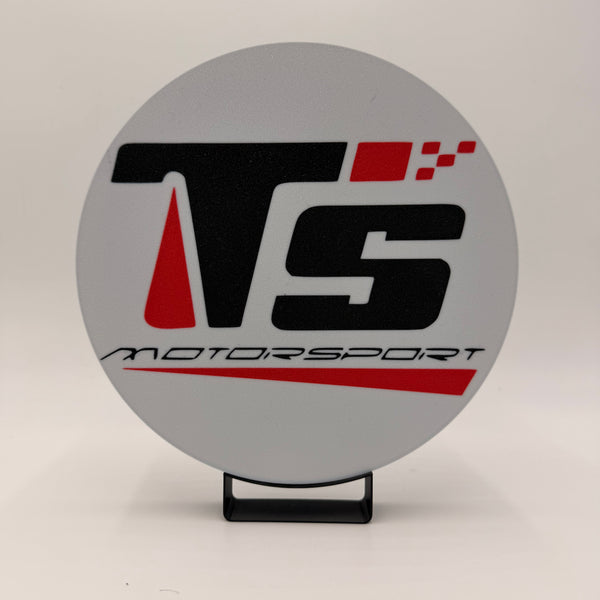 Leuchtende TS Motorsport Lampe im Dunkeln, rundes LED-Schild