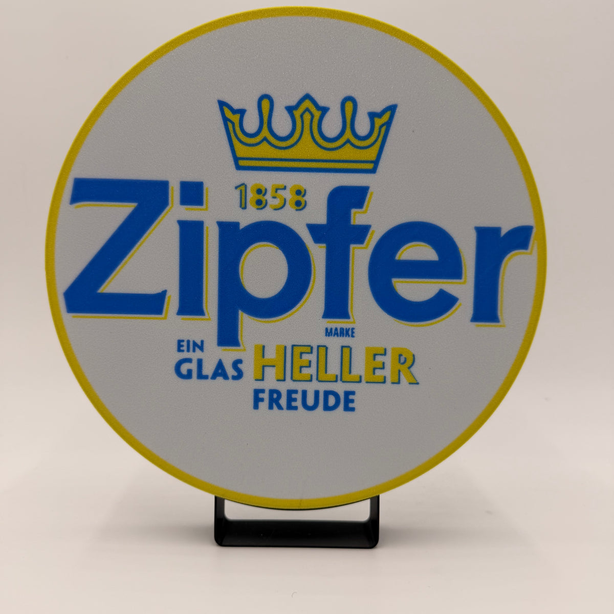 Zipfer LED-Lampe rund, 33 cm Größe, beleuchtetes Logo